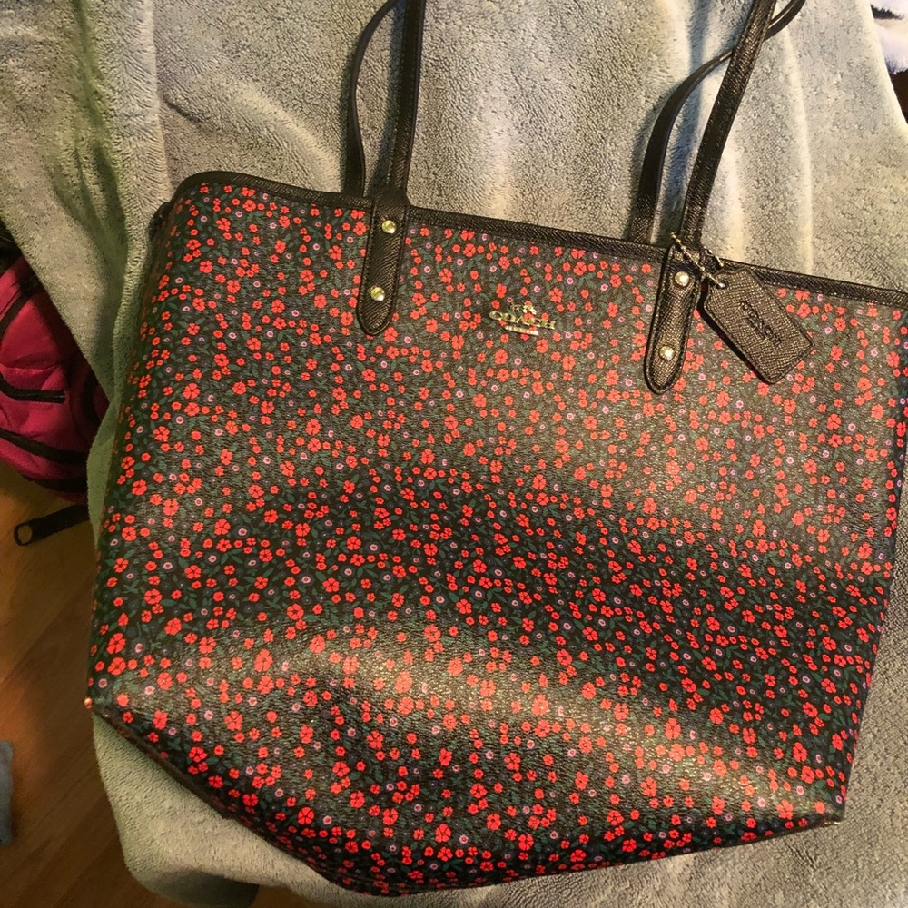 Coach floral print reversible city tote